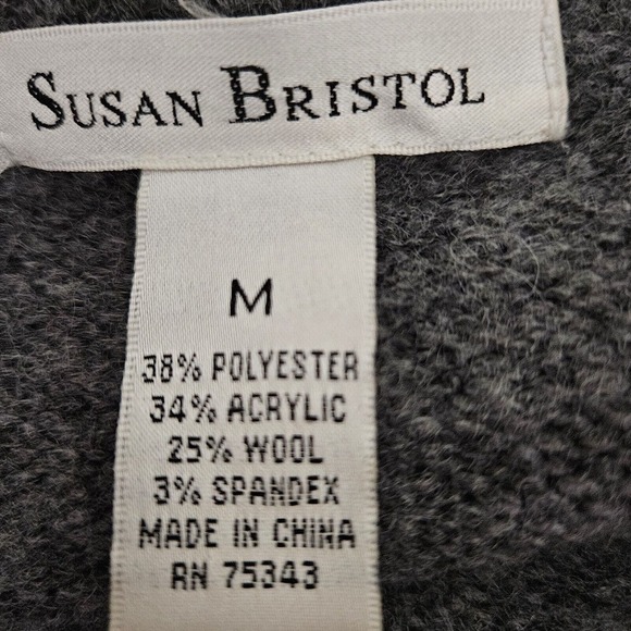 Vtg Susan Bristol Wool Blend Sweater Cardigan Waterfall Ruffled Front Sz Medium - Picture 7 of 8
